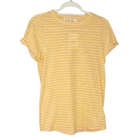 Free People Night Sky Striped Short Sleeve Mock Neck Tee in Summer Rose Combo L - Picture 3 of 9